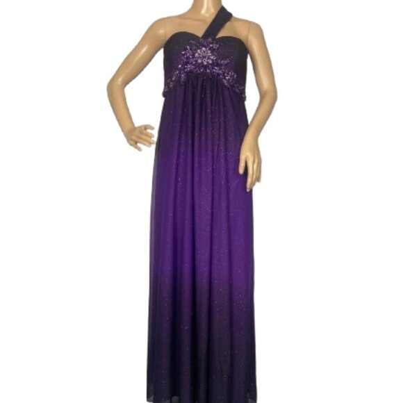 Xscape by Joanna Chen Ombre Floor Length Purple Gown - Picture 1 of 10